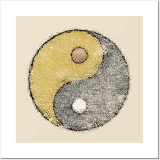 Fuzzy Yin Yang - Distressed Posters and Art